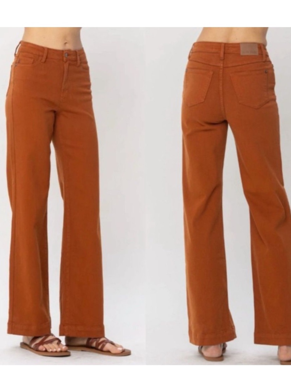 Judy Blue Burnt Orange Garment Dyed Denim Wide Leg Jeans Size 31